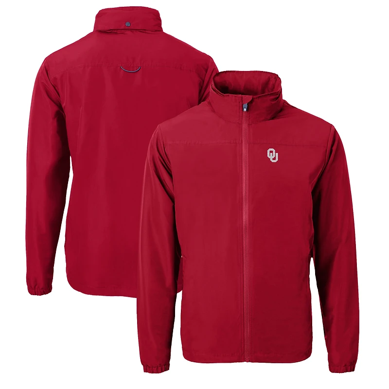 Men's Cutter & Buck Crimson Oklahoma Sooners Charter Eco Recycled Full-Zip Jacket