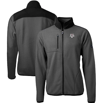 Men's Cutter & Buck  Gray/Black Texas A&M Aggies Cascade Eco Sherpa Fleece Full-Zip Jacket