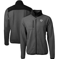 Men's Cutter & Buck  Gray/Black Texas A&M Aggies Cascade Eco Sherpa Fleece Full-Zip Jacket