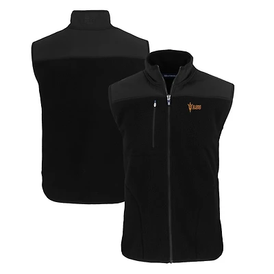 Men's Cutter & Buck  Black Arizona State Sun Devils Cascade Eco Sherpa Fleece Full-Zip Vest