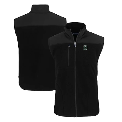 Men's Cutter & Buck  Black Dartmouth Big Green Cascade Eco Sherpa Fleece Full-Zip Vest