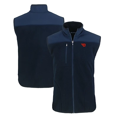 Men's Cutter & Buck  Navy Dayton Flyers Cascade Eco Sherpa Fleece Full-Zip Vest