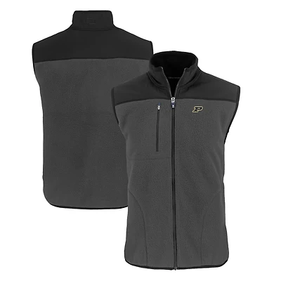 Men's Cutter & Buck  Gray Purdue Boilermakers Cascade Eco Sherpa Fleece Full-Zip Vest
