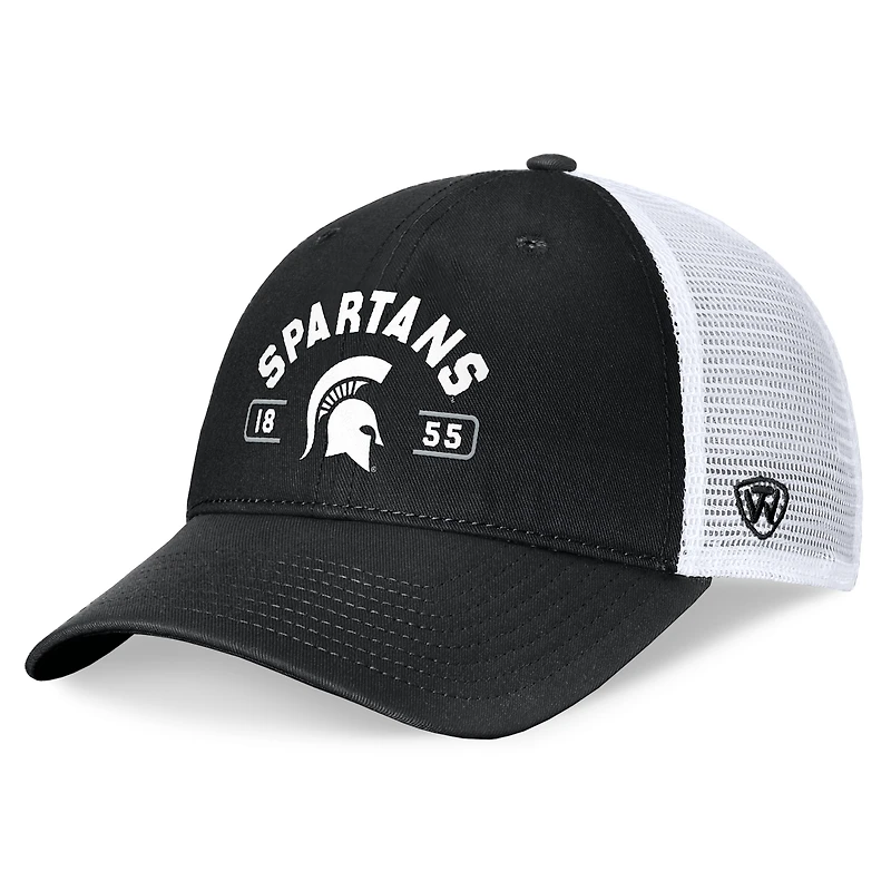 Men's Top of the World Black/White Michigan State Spartans Free Kick Trucker Adjustable Hat