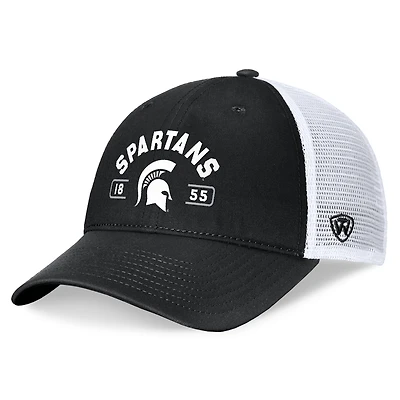 Men's Top of the World Black/White Michigan State Spartans Free Kick Trucker Adjustable Hat