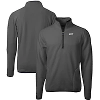 Men's Cutter & Buck  Gray/Black Eastern Kentucky Colonels Cascade Eco Sherpa Fleece Quarter-Zip Pullover Jacket