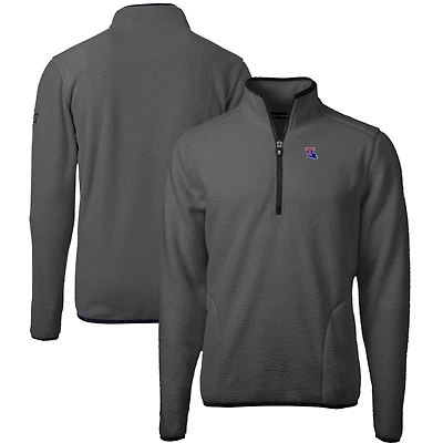 Men's Cutter & Buck  Gray/Black Louisiana Tech Bulldogs Cascade Eco Sherpa Fleece Quarter-Zip Pullover Jacket