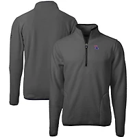 Men's Cutter & Buck  Gray/Black Louisiana Tech Bulldogs Cascade Eco Sherpa Fleece Quarter-Zip Pullover Jacket