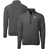 Men's Cutter & Buck  Gray/Black Xavier University of Louisiana Gold Rush Cascade Eco Sherpa Fleece Quarter-Zip Pullover Jacket