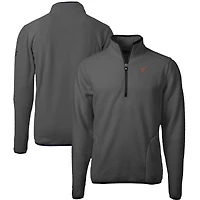 Men's Cutter & Buck  Gray/Black Texas Longhorns Cascade Eco Sherpa Fleece Quarter-Zip Pullover Jacket