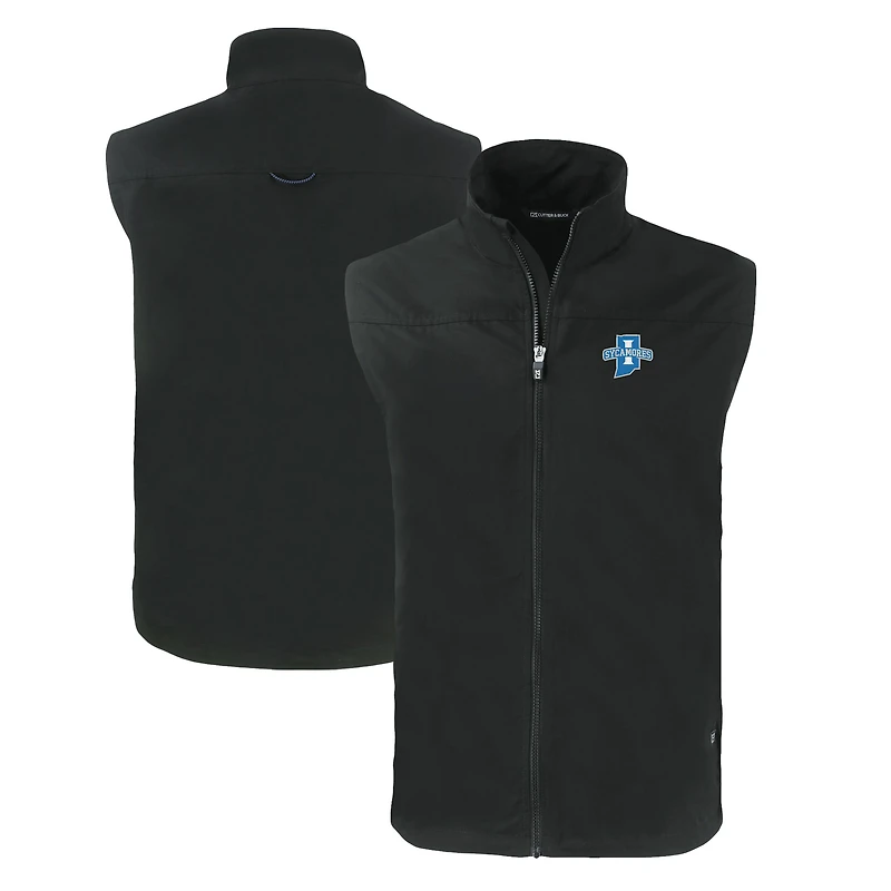 Men's Cutter & Buck  Black Indiana State Sycamores Charter Eco Recycled Full-Zip Vest
