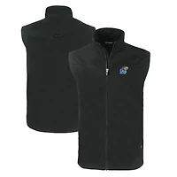 Men's Cutter & Buck  Black Kansas Jayhawks Charter Eco Recycled Full-Zip Vest