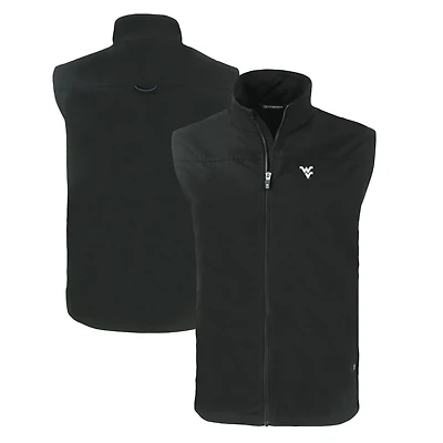 Men's Cutter & Buck  Black West Virginia Mountaineers Charter Eco Recycled Full-Zip Vest