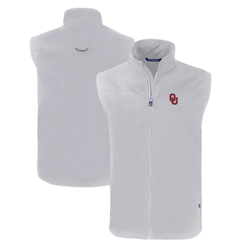 Men's Cutter & Buck  Gray Oklahoma Sooners Charter Eco Recycled Full-Zip Vest