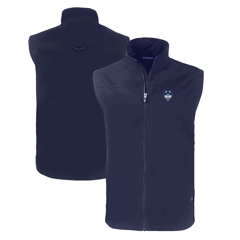 Men's Cutter & Buck Navy UConn Huskies Charter Eco Recycled Full-Zip Vest