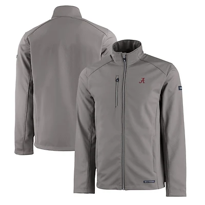 Men's Cutter & Buck  Gray Alabama Crimson Tide Evoke Eco Softshell Recycled Full-Zip Jacket