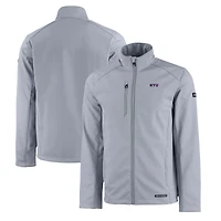 Men's Cutter & Buck  Gray NYU Violets Evoke Eco Softshell Recycled Full-Zip Jacket