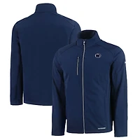 Men's Cutter & Buck  Navy Penn State Nittany Lions Evoke Eco Softshell Recycled Full-Zip Jacket