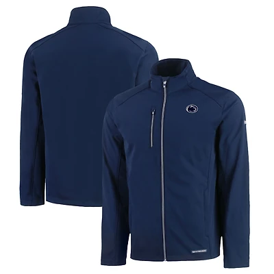 Men's Cutter & Buck  Navy Penn State Nittany Lions Evoke Eco Softshell Recycled Full-Zip Jacket