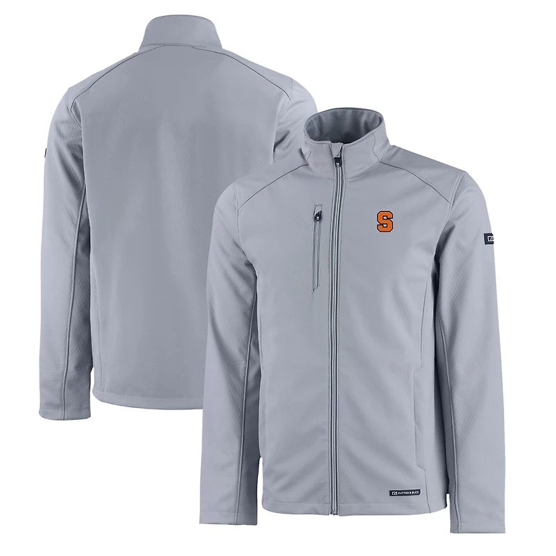 Men's Cutter & Buck  Gray Syracuse Orange Evoke Eco Softshell Recycled Full-Zip Jacket