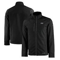 Men's Cutter & Buck  Black TCU Horned Frogs Evoke Eco Softshell Recycled Full-Zip Jacket