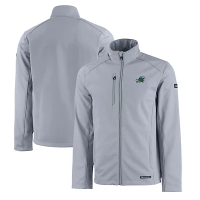 Men's Cutter & Buck  Gray Tulane Green Wave Evoke Eco Softshell Recycled Full-Zip Jacket