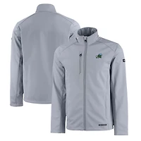 Men's Cutter & Buck  Gray Tulane Green Wave Evoke Eco Softshell Recycled Full-Zip Jacket