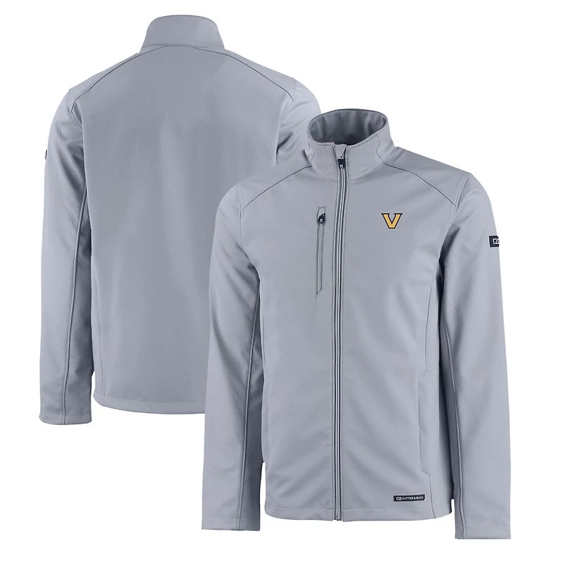Men's Cutter & Buck  Gray Vanderbilt Commodores Evoke Eco Softshell Recycled Full-Zip Jacket