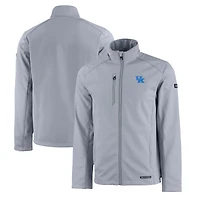 Men's Cutter & Buck  Gray Kentucky Wildcats Evoke Eco Softshell Recycled Full-Zip Jacket