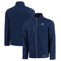 Men's Cutter & Buck  Navy North Carolina Tar Heels Evoke Eco Softshell Recycled Full-Zip Jacket