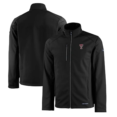 Men's Cutter & Buck Black Texas Tech Red Raiders Evoke Eco Softshell Recycled Full-Zip Jacket