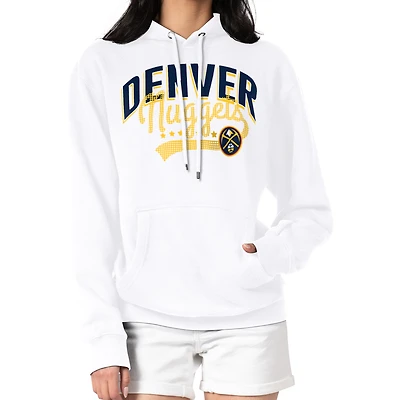 Women's G-III 4Her by Carl Banks  White Denver Nuggets Filigree Logo Pullover Hoodie