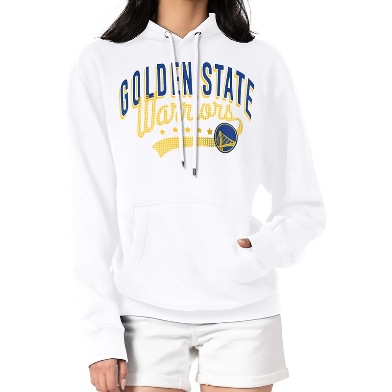Women's G-III 4Her by Carl Banks  White Golden State Warriors Filigree Logo Pullover Hoodie