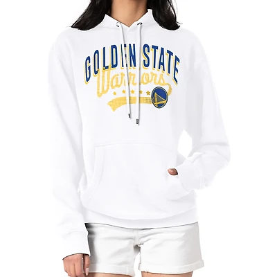 Women's G-III 4Her by Carl Banks  White Golden State Warriors Filigree Logo Pullover Hoodie