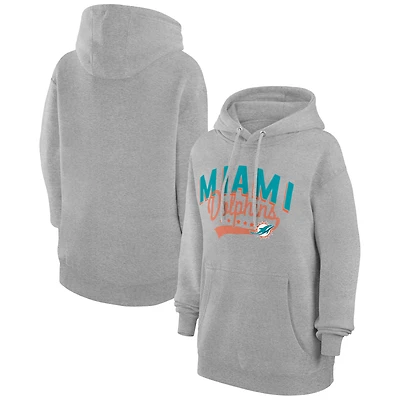 Women's G-III 4Her by Carl Banks  Heather Gray Miami Dolphins Filigree Logo Pullover Hoodie