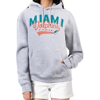 Women's G-III 4Her by Carl Banks  Heather Gray Miami Dolphins Filigree Logo Pullover Hoodie