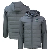Men's Cutter & Buck  Gray UNC Wilmington Seahawks Evoke Hybrid Eco Softshell Recycled Full-Zip Hoodie Jacket