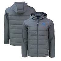Men's Cutter & Buck  Gray Kentucky Wildcats Evoke Hybrid Eco Softshell Recycled Full-Zip Hoodie Jacket
