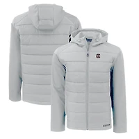 Men's Cutter & Buck Gray South Carolina Gamecocks Evoke Hybrid Eco Softshell Recycled Full-Zip Hoodie Jacket