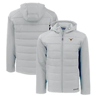 Men's Cutter & Buck  Gray Texas Longhorns Evoke Hybrid Eco Softshell Recycled Full-Zip Hoodie Jacket