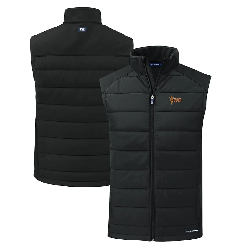 Men's Cutter & Buck  Black Arizona State Sun Devils Evoke Hybrid Eco Softshell Recycled Full-Zip Vest