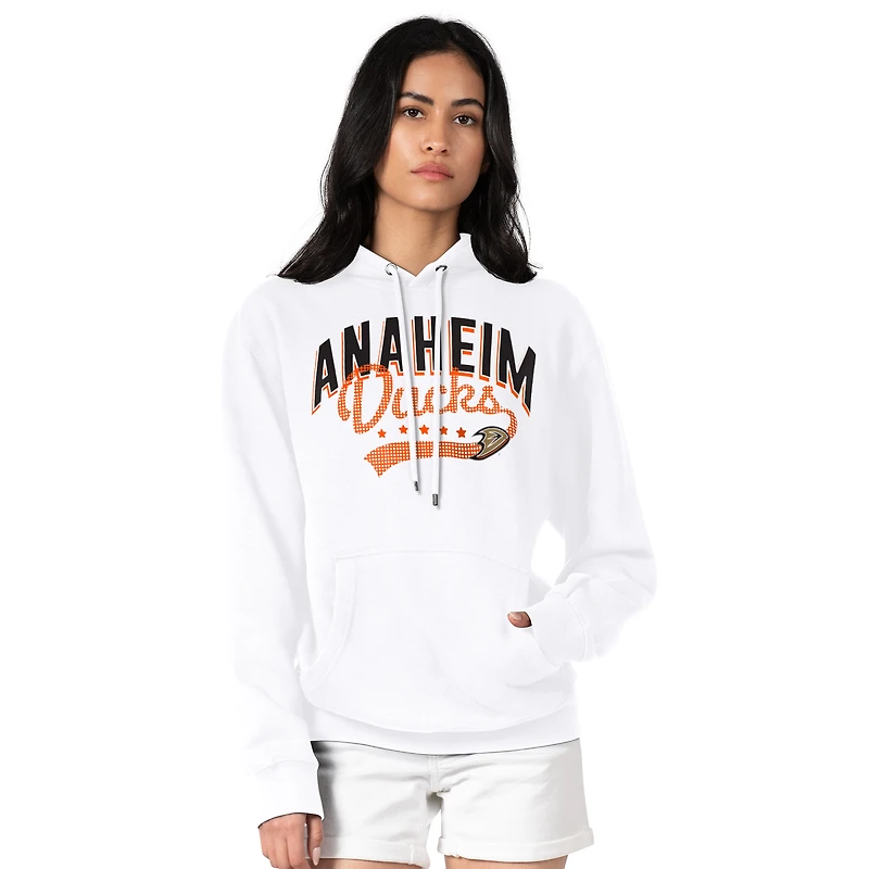 Women's G-III 4Her by Carl Banks White Anaheim Ducks Filigree Logo Pullover Hoodie