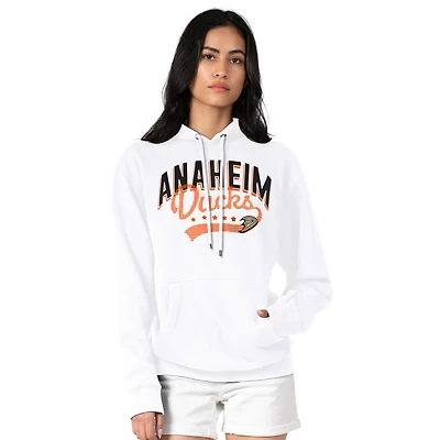 Women's G-III 4Her by Carl Banks  White Anaheim Ducks Filigree Logo Pullover Hoodie
