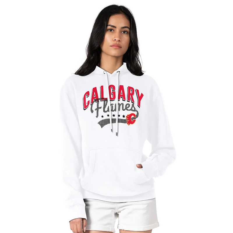 Women's G-III 4Her by Carl Banks White Calgary Flames Filigree Logo Pullover Hoodie