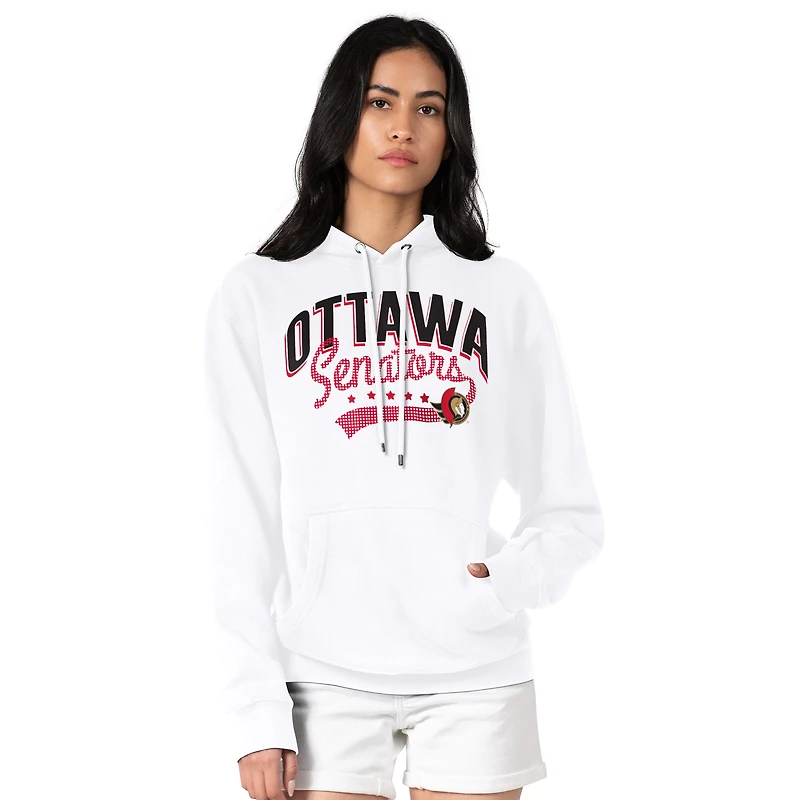 Women's G-III 4Her by Carl Banks  White Ottawa Senators Filigree Logo Pullover Hoodie