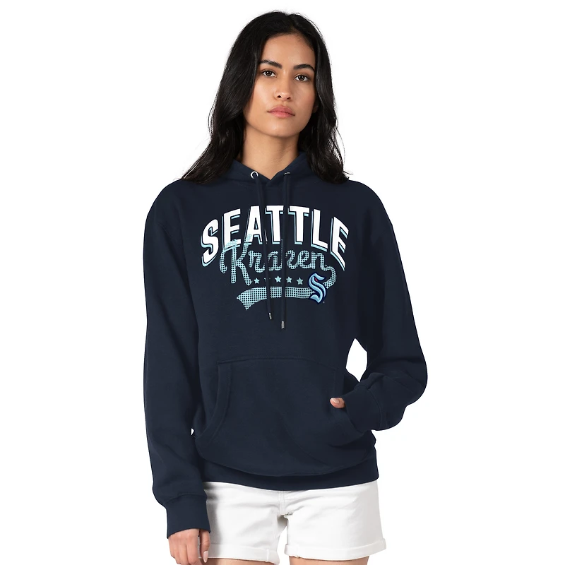 Women's G-III 4Her by Carl Banks Deep Sea Blue Seattle Kraken Filigree Logo Pullover Hoodie