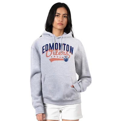 Women's G-III 4Her by Carl Banks Gray Edmonton Oilers Filigree Logo Pullover Hoodie