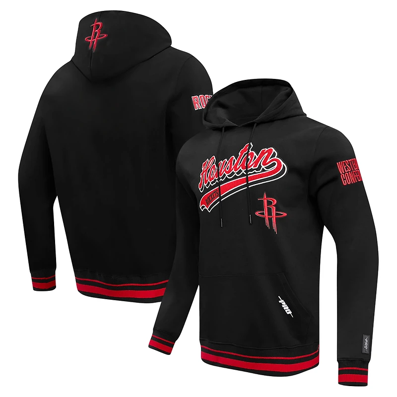 Men's Pro Standard Black Houston Rockets Script Tail Pullover Hoodie