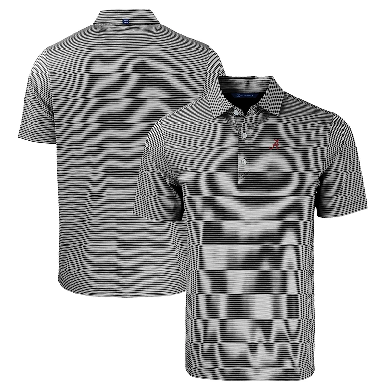 Men's Cutter & Buck Black/White Alabama Crimson Tide Forge Eco Double Stripe Stretch Recycled Polo
