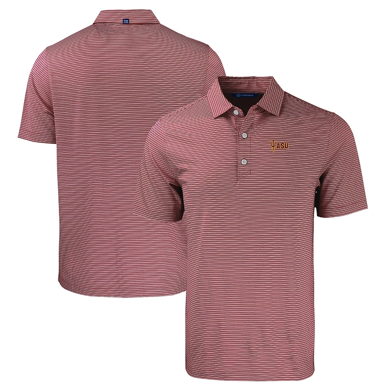Men's Cutter & Buck Maroon/White Arizona State Sun Devils Forge Eco Double Stripe Stretch Recycled Polo